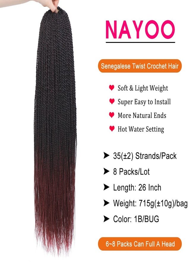 NAYOO Senegalese Twist Crochet Hair - 8 Packs 26 Inch Crochet Hair For Black Women, 35 Strands/Pack Small Twist Crochet Braids Hair Hot Water Setting, Crochet Braiding Hair (26 Inch, 1B/BUG) - Image 4